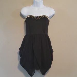 Gold Spiked Strapless Dress